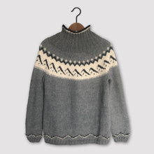 Load image into Gallery viewer, Mountain Fair Isle polo neck jumper (grey/cream)