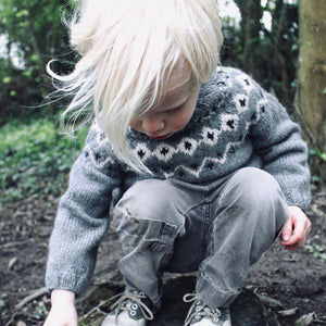 Scandi Fair Isle yoke jumper (grey/cream)