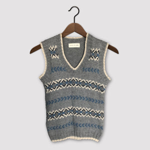 Fair Isle fitted vest (grey/blue)