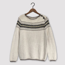 Load image into Gallery viewer, Intricate Fair Isle button neck jumper (cream/multi)