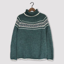 Load image into Gallery viewer, Intricate Fair Isle polo neck (green/multi)
