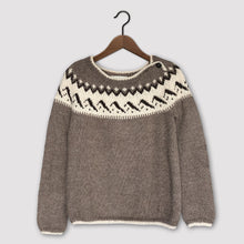 Load image into Gallery viewer, Mountain Fair Isle button neck jumper (brown/cream)